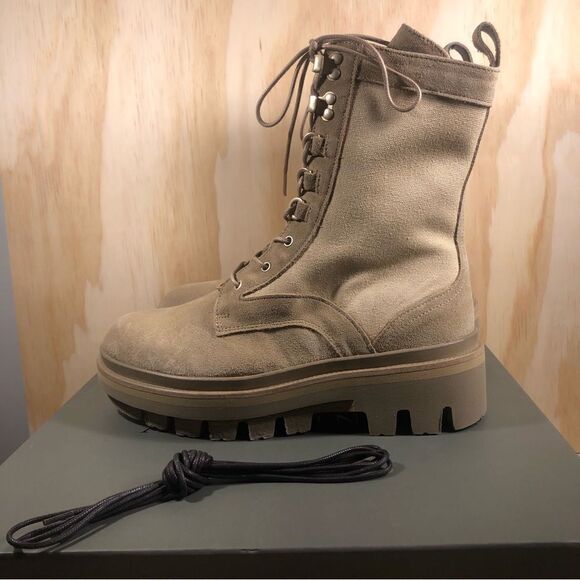 New All Saints Beth Suede Combat Boots Women’s Size 10 - Picture 8 of 11